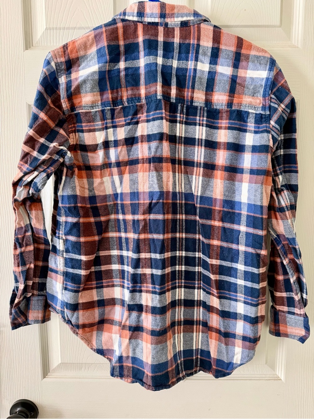 Universal Thread Plaid Button-Down Shirt in Navy & Orange - Picture 5 of 5